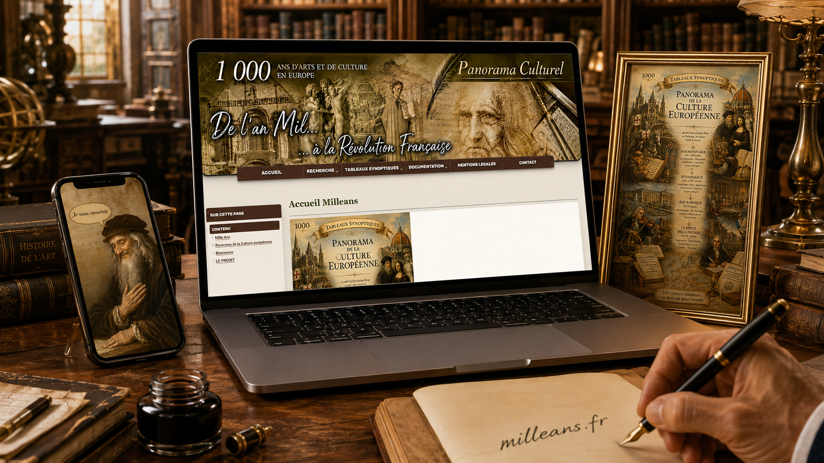 Preview of the Milleans website on a computer