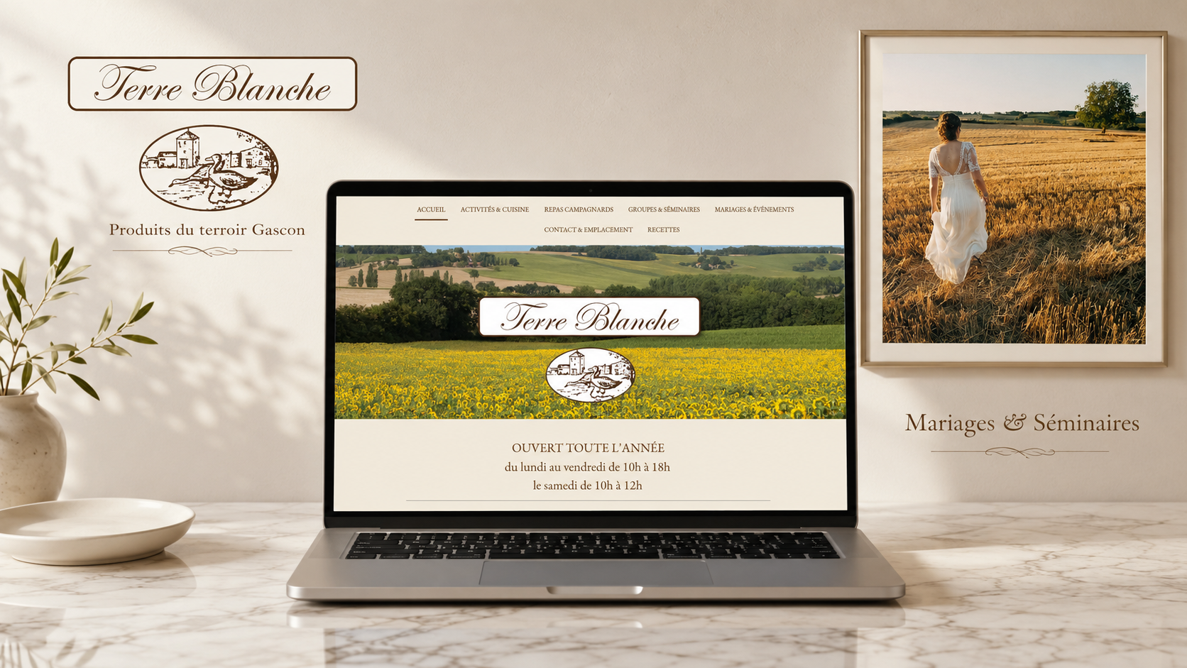 Preview of the Terre Blanche website on a computer